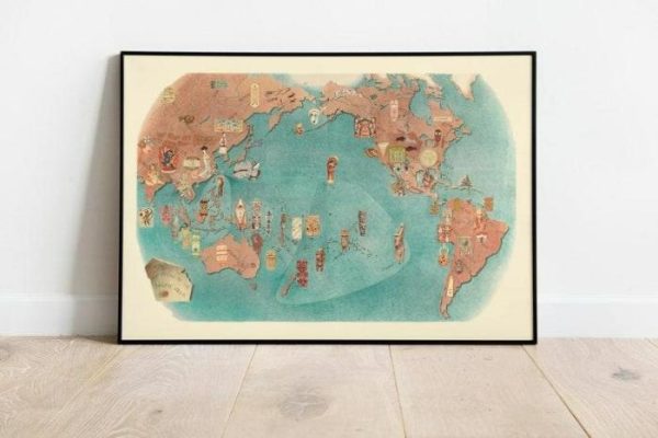 Vintage Wall Art | Art Forms Of The Pacific Area, Chart Map, 24×36 inches Vintage Wall Art Vintage Wall Art