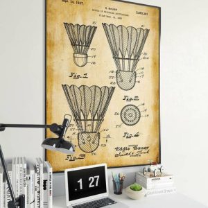 Vintage Wall Art | Badminton Patent Print, Framed Art Print, 20×28 inches Vintage Wall Art Vintage Wall Art