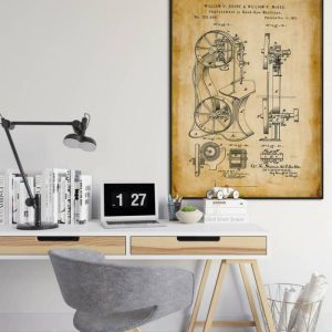 Vintage Wall Art | Band Saw Machine Patent Print, Framed Art Print, 20×28 inches Vintage Wall Art Vintage Wall Art