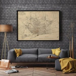 Vintage Wall Art | Barcelona City Map Wall Print, Framed Map Wall Decor, 12×16 inches Vintage Wall Art Vintage Wall Art