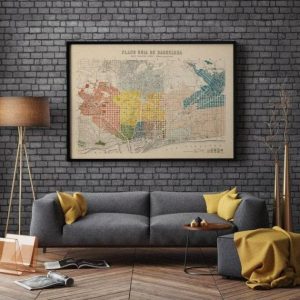 Vintage Wall Art | Barcelona City Map Wall Print, Framed Map Wall Decor, 20×24 inches Vintage Wall Art Vintage Wall Art