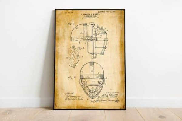 Vintage Wall Art | Baseball Patent Print, Framed Art Print, 12×16 inches Vintage Wall Art Vintage Wall Art