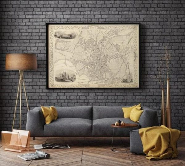 Vintage Wall Art | Bath Map, Bath England, 20×28 inches Vintage Wall Art Vintage Wall Art