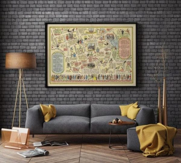 Vintage Wall Art | Bath Map Print, Art History, 12×16 inches Vintage Wall Art Vintage Wall Art