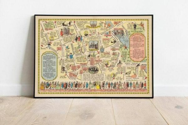 Vintage Wall Art | Bath Map Print, Art History, 12×16 inches Vintage Wall Art Vintage Wall Art