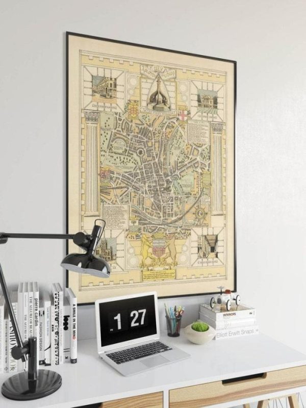 Vintage Wall Art | Bath Map Print, Art History, 16×22 inches Vintage Wall Art Vintage Wall Art