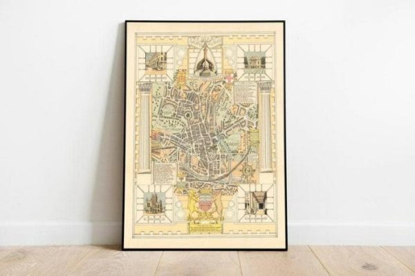 Vintage Wall Art | Bath Map Print, Art History, 16×22 inches Vintage Wall Art Vintage Wall Art