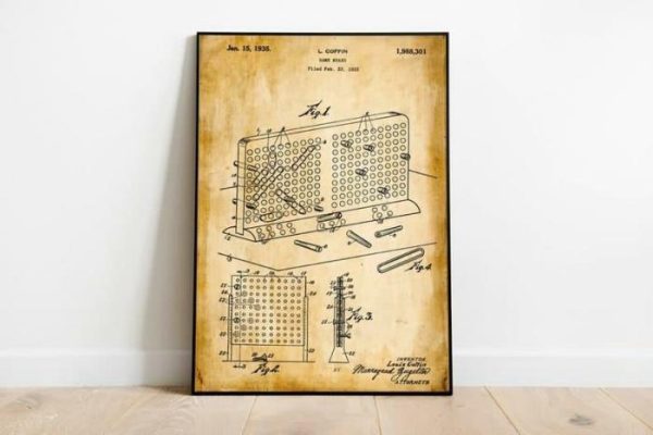 Vintage Wall Art | Battleship Game Patent Print, Framed Art Print, 20×28 inches Vintage Wall Art Vintage Wall Art