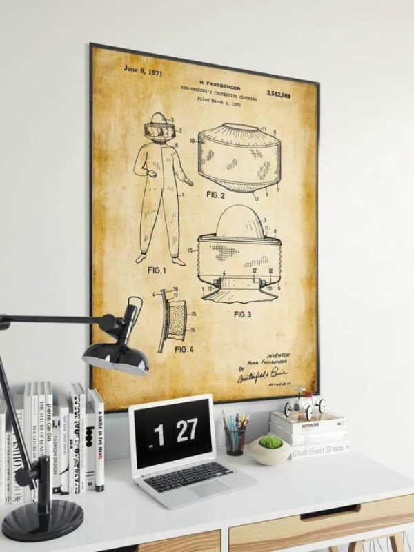 Vintage Wall Art | Beekeeper Hat Patent Print, Framed Art Print, 16×22 inches Vintage Wall Art Vintage Wall Art