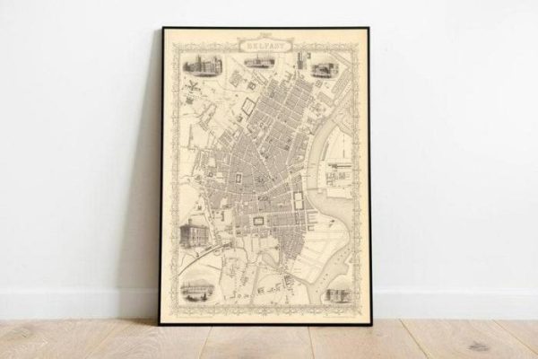 Vintage Wall Art | Belfast Map Print, Fine Art Prints, 12×16 inches Vintage Wall Art Vintage Wall Art