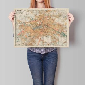 Vintage Wall Art | Berlin City Map Wall Print, Framed Map Wall Decor, 24×30 inches Vintage Wall Art Vintage Wall Art