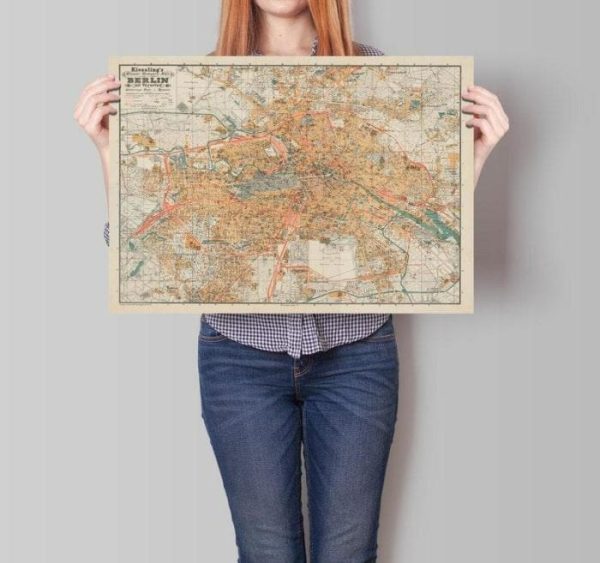 Vintage Wall Art | Berlin City Map Wall Print, Framed Map Wall Decor, 24×30 inches Vintage Wall Art Vintage Wall Art