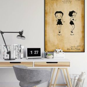 Vintage Wall Art | Betty Boop Patent Print, Framed Art Print, 24×32 inches Vintage Wall Art Vintage Wall Art