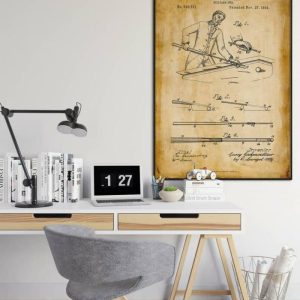 Vintage Wall Art | Billiards Cue Patent Print, Framed Art Print, 28×40 inches Vintage Wall Art Vintage Wall Art