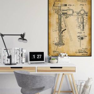 Vintage Wall Art | Boat Engine Patent Print, Framed Art Print, 20×28 inches Vintage Wall Art Vintage Wall Art