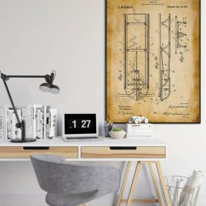 Vintage Wall Art | Bobsled Patent Print, Framed Art Print, 24×32 inches Vintage Wall Art Vintage Wall Art