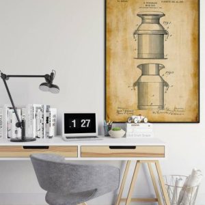 Vintage Wall Art | Bottle Filling Patent Print, Framed Art Print, 20×28 inches Vintage Wall Art Vintage Wall Art