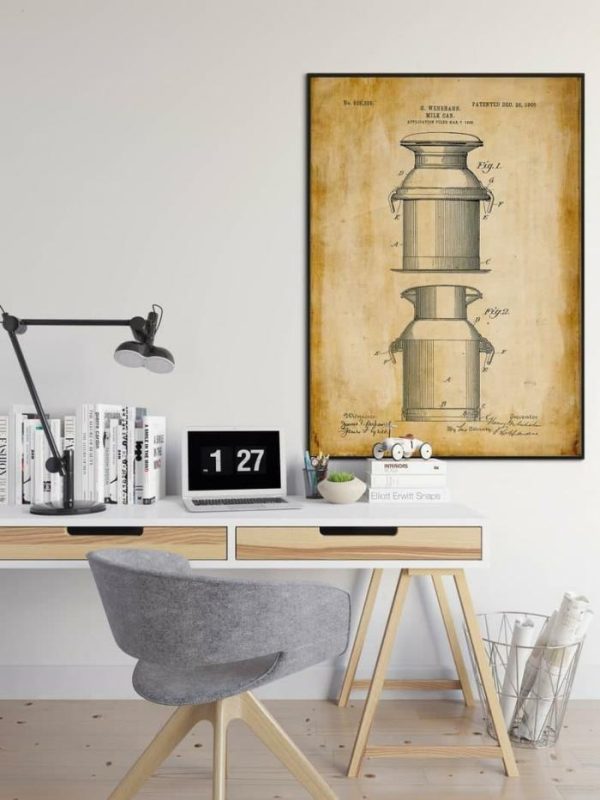 Vintage Wall Art | Bottle Filling Patent Print, Framed Art Print, 20×28 inches Vintage Wall Art Vintage Wall Art