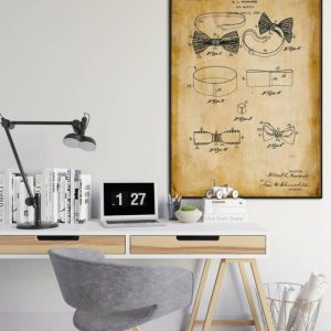 Vintage Wall Art | Bow Tie Patent Print, Framed Art Print, 28×40 inches Vintage Wall Art Vintage Wall Art