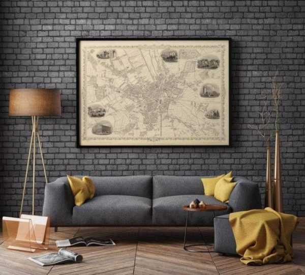 Vintage Wall Art | Bradford Map Print, Fine Art Prints, 20×28 inches Vintage Wall Art Vintage Wall Art