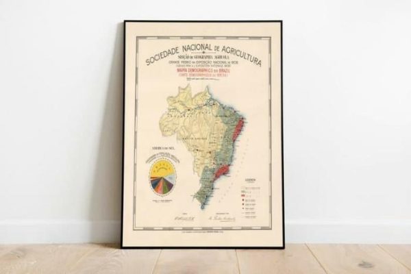 Vintage Wall Art | Brazil Map Print, Art History, 20×20 inches Vintage Wall Art Vintage Wall Art