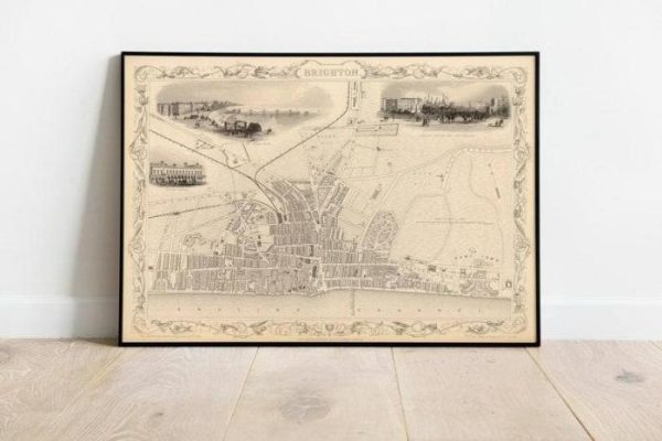 Vintage Wall Art | Brighton Map Print, Fine Art Prints, 12×16 inches Vintage Wall Art Vintage Wall Art