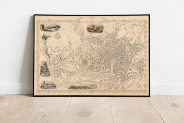 Vintage Wall Art | Bristol Map Print, Fine Art Prints, 12×16 inches Vintage Wall Art Vintage Wall Art