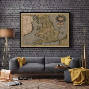 Vintage Wall Art | Britain Map Wall Print, 1595 England Map, 16×22 inches Vintage Wall Art Vintage Wall Art