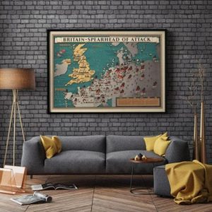 Vintage Wall Art | Britain World War 2 Map Print, Poster Print, 28×42 inches Vintage Wall Art Vintage Wall Art