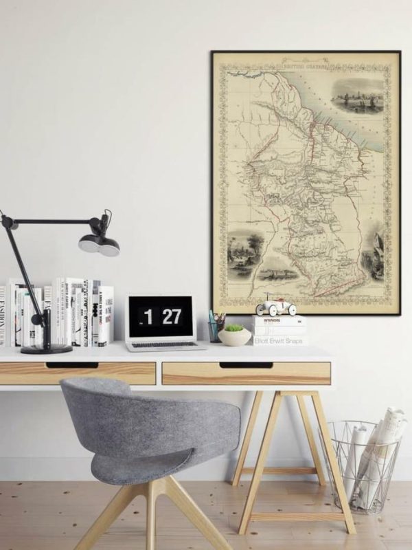 Vintage Wall Art | British Guiana Map Print Wall Art, 1851 British Guayana Vintage Map Wall Prints, 12×16 inches Vintage Wall Art Vintage Wall Art