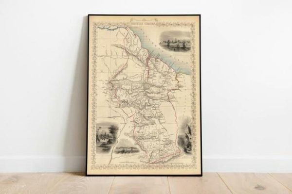 Vintage Wall Art | British Guiana Map Print Wall Art, 1851 British Guayana Vintage Map Wall Prints, 12×16 inches Vintage Wall Art Vintage Wall Art