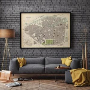 Vintage Wall Art | Brussels City Map Wall Print, Framed Map Wall Decor, 24×30 inches Vintage Wall Art Vintage Wall Art