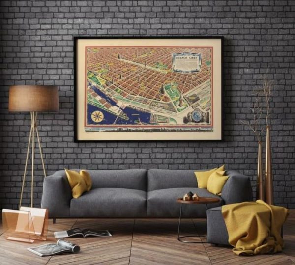 Vintage Wall Art | Buenos Aires Map Print, Art History, 16×22 inches Vintage Wall Art Vintage Wall Art