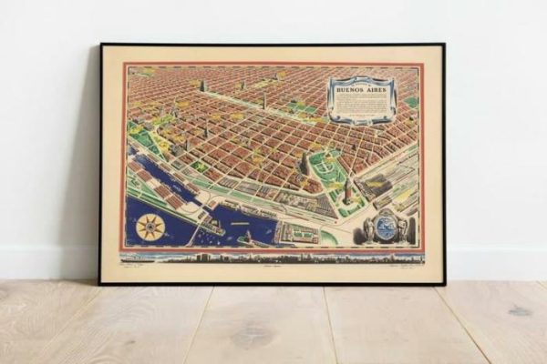 Vintage Wall Art | Buenos Aires Map Print, Art History, 16×22 inches Vintage Wall Art Vintage Wall Art