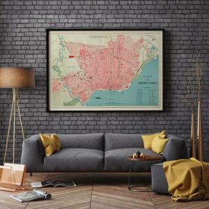 Vintage Wall Art | Buenos Aires Map Print, Art History, 16×28 inches Vintage Wall Art Vintage Wall Art