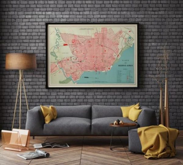 Vintage Wall Art | Buenos Aires Map Print, Art History, 16×28 inches Vintage Wall Art Vintage Wall Art