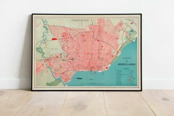 Vintage Wall Art | Buenos Aires Map Print, Art History, 16×28 inches Vintage Wall Art Vintage Wall Art