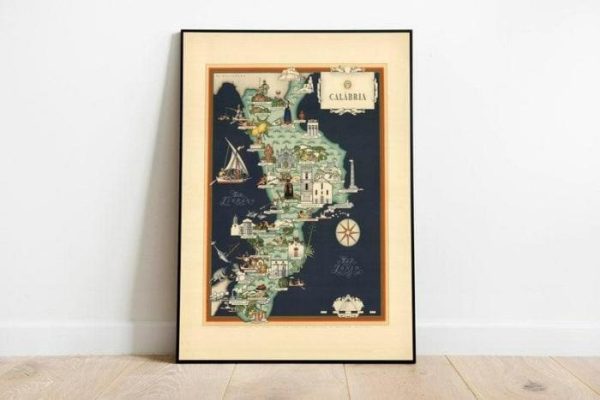 Vintage Wall Art | Calabria Map Print, Art History, 24×30 inches Vintage Wall Art Vintage Wall Art