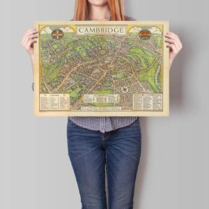 Vintage Wall Art | Cambridge City Map Wall Print, Framed Map Wall Decor, 20×24 inches Vintage Wall Art Vintage Wall Art