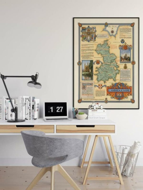 Vintage Wall Art | Cambridgeshire Map Poster Print, Vintage Map Wall Art, 16×20 inches Vintage Wall Art Vintage Wall Art