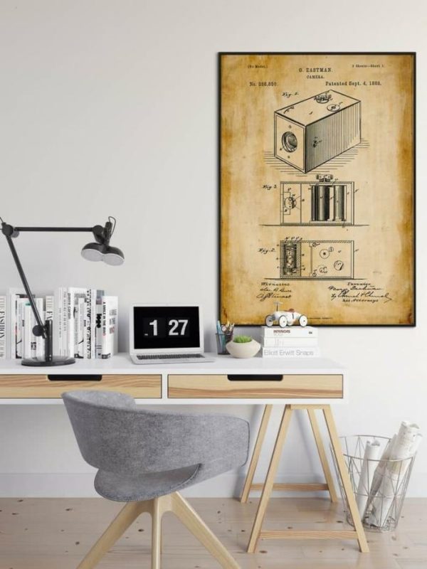 Vintage Wall Art | Camera Patent Print, Framed Art Print, 24×32 inches Vintage Wall Art Vintage Wall Art