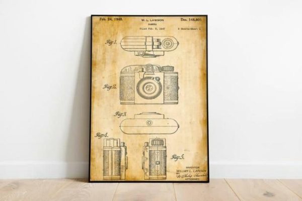 Vintage Wall Art | Camera Patent Print, Framed Art Print, 24×32 inches Vintage Wall Art Vintage Wall Art