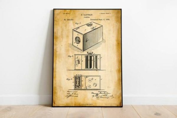 Vintage Wall Art | Camera Patent Print, Framed Art Print, 24×32 inches Vintage Wall Art Vintage Wall Art