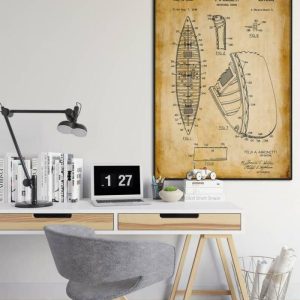 Vintage Wall Art | Canoe Patent Print, Framed Art Print, 28×40 inches Vintage Wall Art Vintage Wall Art