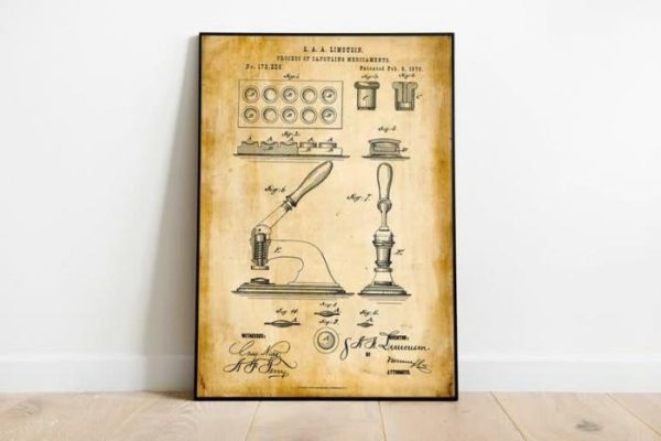 Vintage Wall Art | Capsuling Machine Patent Print, Framed Art Print, 16×22 inches Vintage Wall Art Vintage Wall Art