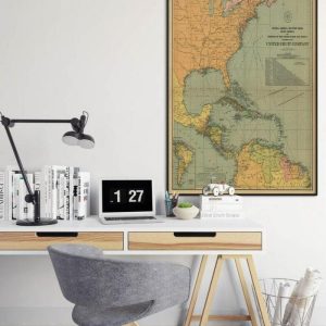 Vintage Wall Art | Caribbean Map Wall Print, Central America Map, 12×20 inches Vintage Wall Art Vintage Wall Art