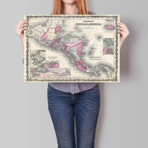 Vintage Wall Art | Central America Map Wall Print, 1862 Central America Map, 28×36 inches Vintage Wall Art Vintage Wall Art