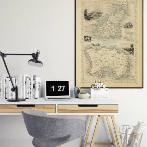 Vintage Wall Art | Channel Islands Map Print Wall Art, English Channel Vintage Map Wall Prints, 28×36 inches Vintage Wall Art Vintage Wall Art