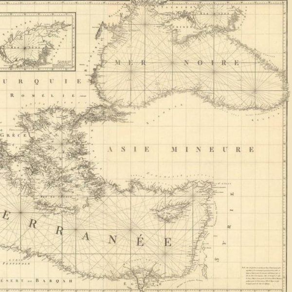 Vintage Wall Art | Chart Of The Mediterranean Sea And The Black Sea, 1830, Panoramic Map Wall Art, 16×32 inches Vintage Wall Art Vintage Wall Art