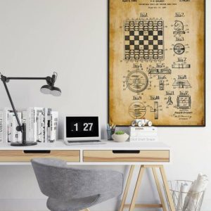 Vintage Wall Art | Chess Patent Print, Framed Art Print, 20×28 inches Vintage Wall Art Vintage Wall Art